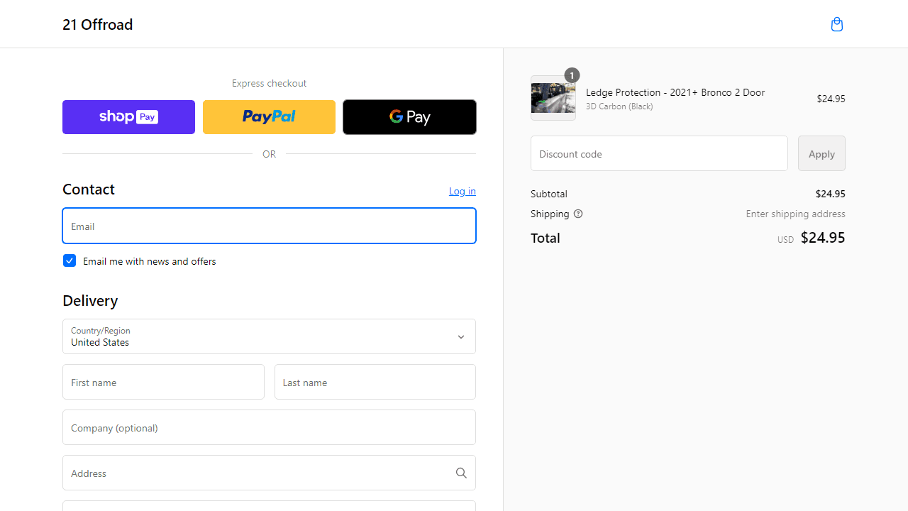 How to apply 21 Offroad coupon code